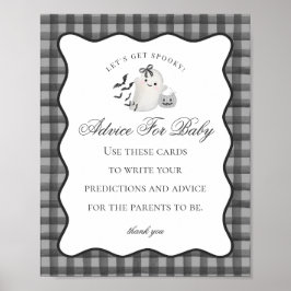 Black Gingham Niedlich Ghost Advice for Baby Sign Poster