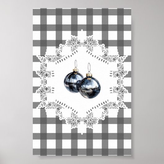 Black Gingham Ornament Poster (Vorne)