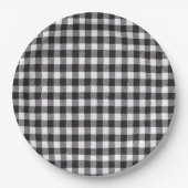 Black Gingham Pappteller (Vorderseite)