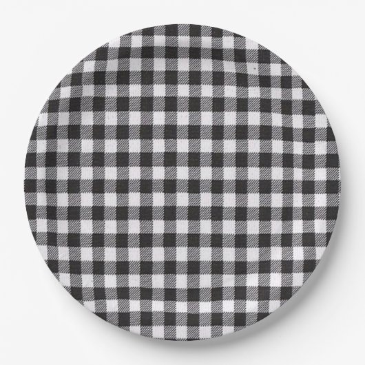 Black Gingham Pappteller (Vorderseite)