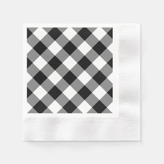 Black Gingham Pattern Serviette (Vorderseite)