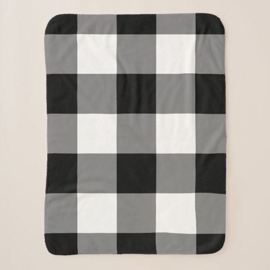 Black Gingham Pattern Sherpadecke (Vorderseite)