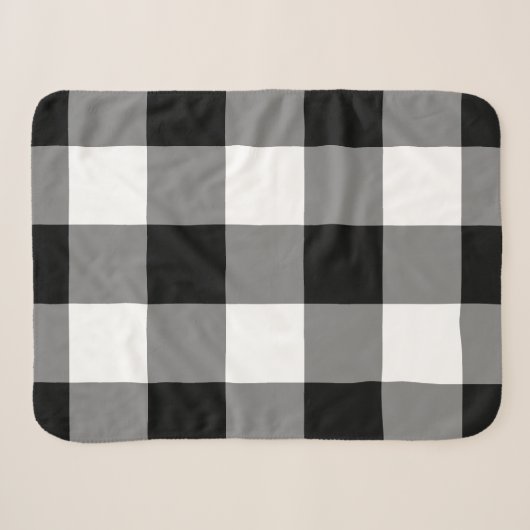 Black Gingham Pattern Sherpadecke (Vorderseite (Horizontal))