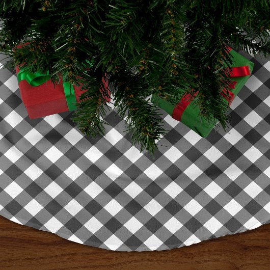 Black Gingham Polyester Weihnachtsbaumdecke