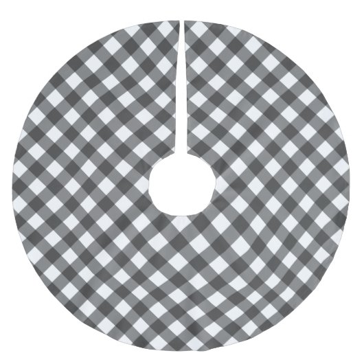 Black Gingham Polyester Weihnachtsbaumdecke (Vorderseite)