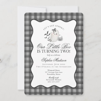Black Gingham Preppy Ghost Little Boo 2. Geburtsta Einladung
