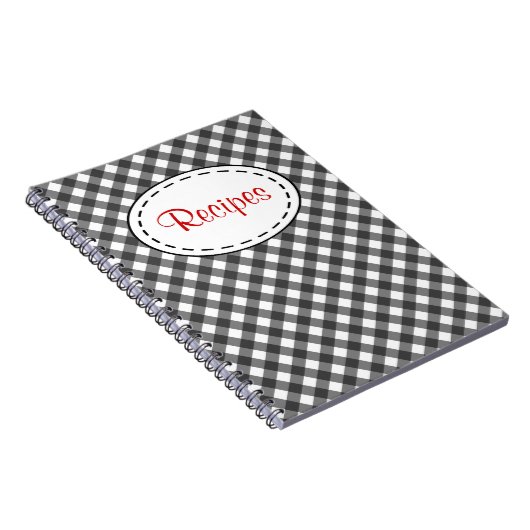 Black Gingham Recipe Notebook Notizblock (Rechte Seite)