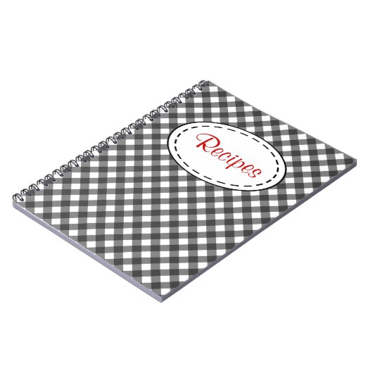 Black Gingham Recipe Notebook Notizblock (Linke Seite)
