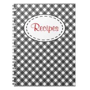 Black Gingham Recipe Notebook Notizblock