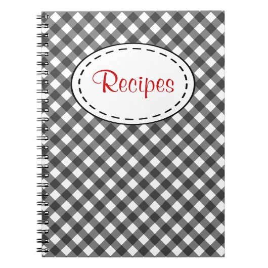 Black Gingham Recipe Notebook Notizblock (Vorderseite)