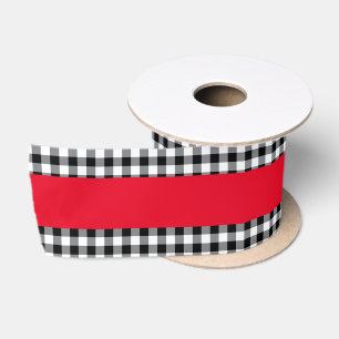 Black Gingham Satin Ribbon Satinband