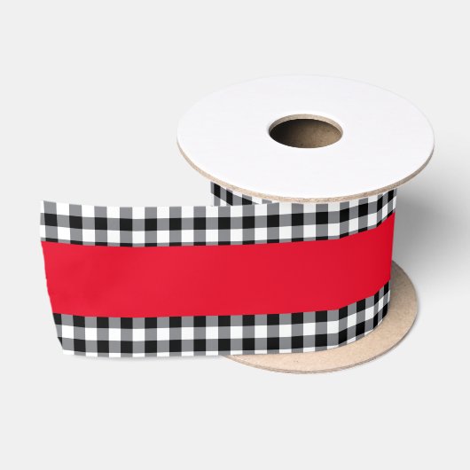 Black Gingham Satin Ribbon Satinband (Spule)