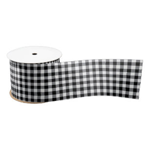 Black Gingham Satin Ribbon Satinband