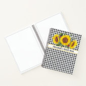 Black Gingham Sunflower CreateYourOwn Phrase Notizblock (Innenseite)