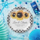 Black Gingham Sunflower Liebe und Dank Hochzeit Pappteller (Party)