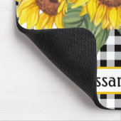 Black Gingham Sunflower Personalisiert Mousepad (Ecke)