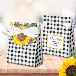 Black Gingham & Sunflowers Bridal oder Baby Dusche Geschenkschachtel