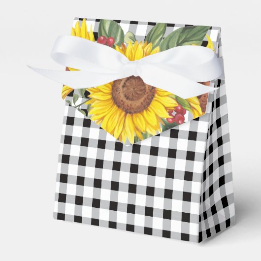 Black Gingham & Sunflowers Bridal oder Baby Dusche Geschenkschachtel (Vorderseite)