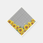 Black Gingham Sunflowers Bridal oder Baby Dusche Serviette (Ecke)