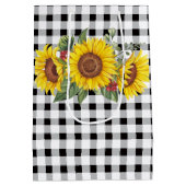 Black Gingham und Sunflowers Blumenbeutel Mittlere Geschenktüte (Rückseite)