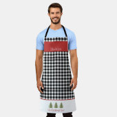 Black Gingham und Watercolor Weihnachtsbaumen Schürze (Getragen)