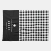 Black Gingham Zuhause Sweet Zuhause Custom Zip Cod Geschirrtuch (Horizontal)