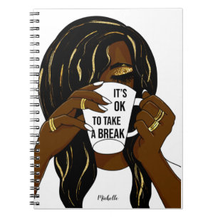 Black Girl Afro American Woman InspirationalQuote Notizblock