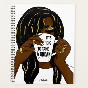 Black Girl Afro American Woman InspirationalQuote Planer
