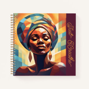 Black Girl Afro American Woman "Just Breathe" Notizblock