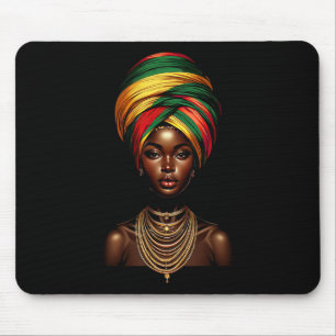 Black Girl Afro Frauen Kopftuch Kopftuch schwarz s Mousepad