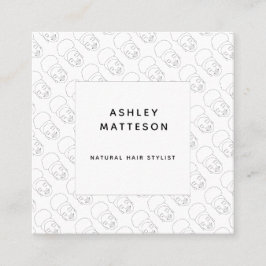 Black Girl Afro Natural Hair Stylist White Black Quadratische Visitenkarte