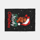 Black Girl Afro Santa Hat Merry Christmas African Fleecedecke (Vorderseite (Horizontal))