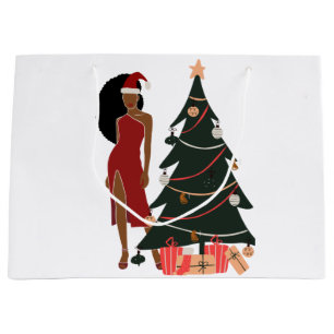 Black Girl Afro Weihnachtsgeschenk Tasche Große Geschenktüte