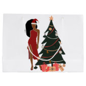 Black Girl Afro Weihnachtsgeschenk Tasche Große Geschenktüte (Rückseite)