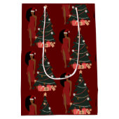 Black Girl Afro Weihnachtsgeschenktasche Mittlere Geschenktüte (Rückseite)