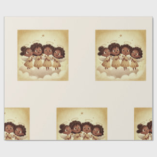 Black Girl Angel Christmas Choir Wrapping Paper 1 Geschenkpapier