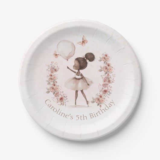 Black Girl Ballerina Birthday Paper Teller (Vorderseite)