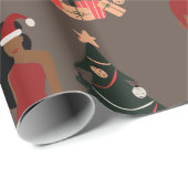 Black Girl Christmas Leo Zodiac Astrologie Geschenkpapier (Rolleneckpunkt)
