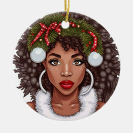Black Girl Christmas Magic Melanin Ugly Xmas Sweat Keramik Ornament