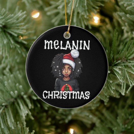 Black Girl Christmas Magic Melanin Ugly Xmas Sweat Keramik Ornament (Baum)