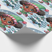 Black Girl Christmas Wrapping Paper - Schneelf Geschenkpapier (Ecke)