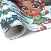 Black Girl Christmas Wrapping Paper - Schneelf Geschenkpapier (Rolleneckpunkt)