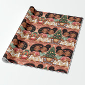 Black Girl Christmas Wrapping Paper - Schwestern Geschenkpapier (Ungerollt)