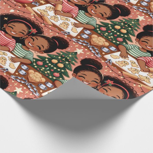 Black Girl Christmas Wrapping Paper - Schwestern Geschenkpapier (Ecke)