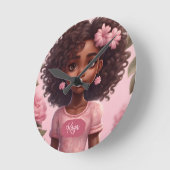 Black Girl Clock Personalisiert Runde Wanduhr (Winkel)