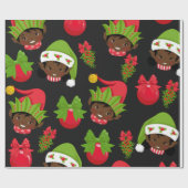 Black Girl Elf Weihnachtspapier, Geschenkpapier (Flach)
