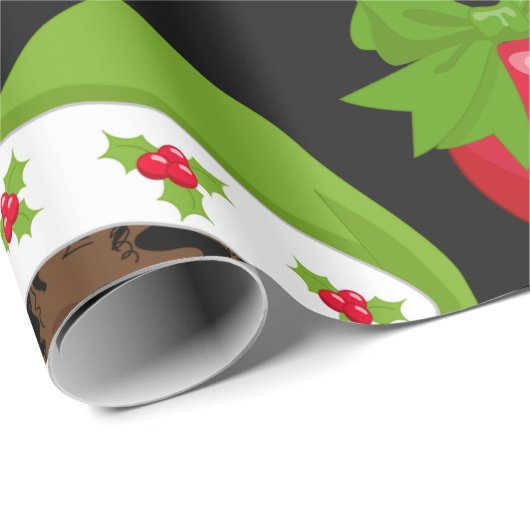 Black Girl Elf Weihnachtspapier, Geschenkpapier (Rolleneckpunkt)
