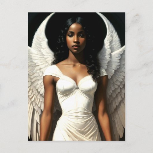 Black Girl Engel mit Dark Skin Angelcore Artwork Postkarte (Vorderseite)