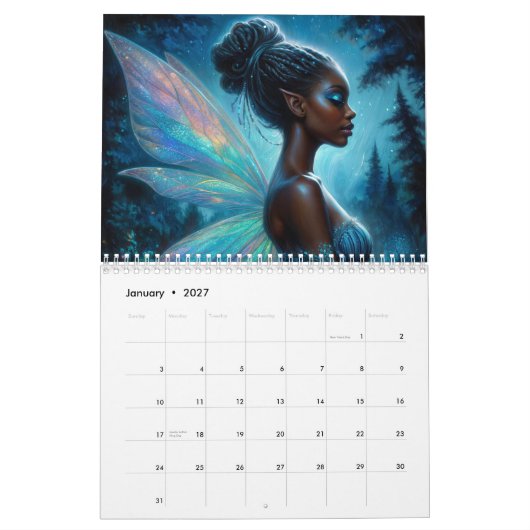 Black Girl Fairy Artwork Kalender (Jan 2027)
