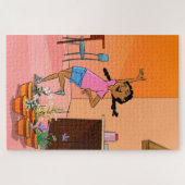 Black Girl feiert Cartoon Jigsaw Puzzle (Horizontal)